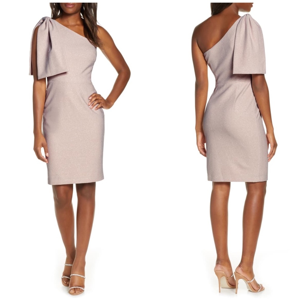 Eliza J One-Shoulder Glitter Cocktail Dress